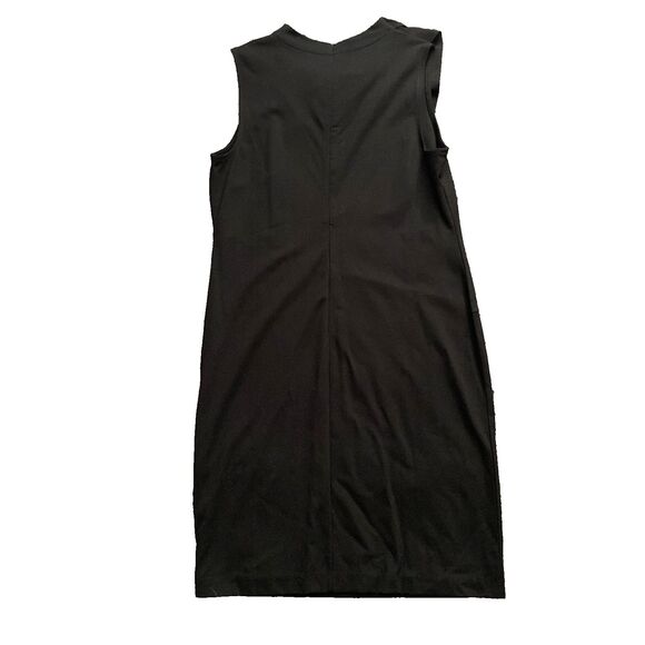 Chicos Drape Neck Dress SIZE 1 SMALL Black Faux Wrap Sleeveless Travel Resort - Picture 2 of 13